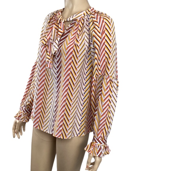 Anthropologie Marie Oliver Christienne Silk Peasant Blouse Top Size XS Orange - Picture 4 of 11